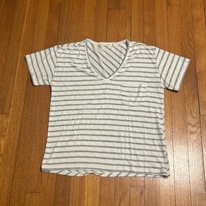 Rag & Bone Gray Striped V-Neck T-Shirt Womens S